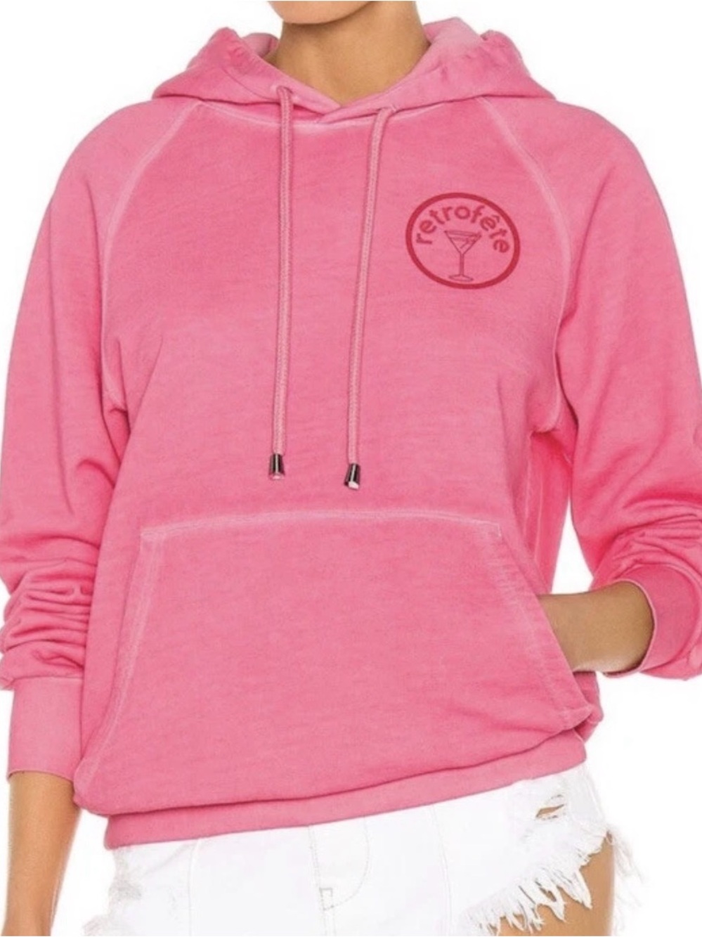 RETROFETE- Vanessa Hoodie in Hot Pink Logo Sweatshirt Oversized